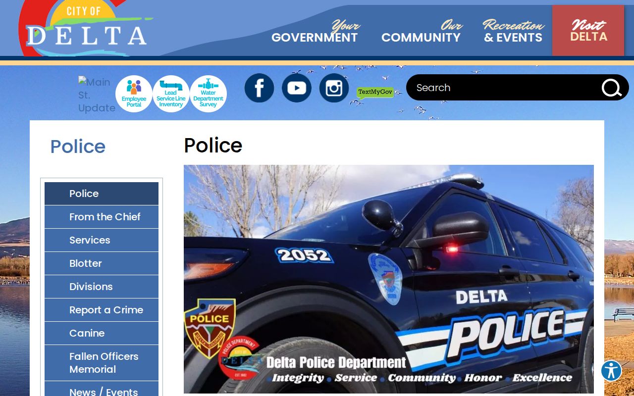 Delta County traffic warrant City of Delta Police contact page