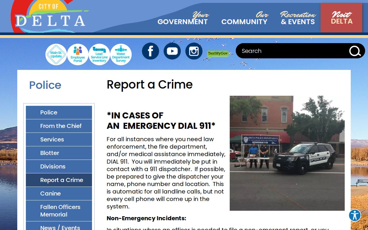 Delta County city court warrant police lobby and after-hours contact